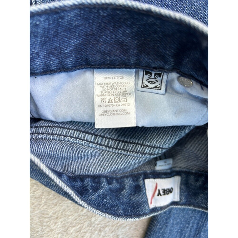 Obey Straight Leg Jeans Womens 25 Blue Denim Medium Wash Regular Fit Casual Wear - Picture 10 of 12